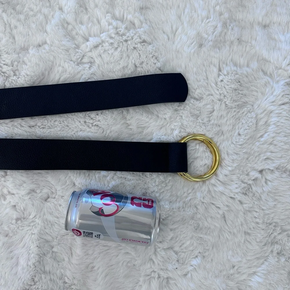New B-low the Belt black wide belt with gold round circle buckle. L/XL - Picture 7 of 7